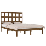 Bed Frame Honey brown Solid pine wood Double Decorative Inlays 3104501