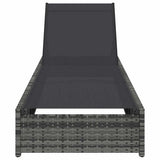 Sun Lounger Reclining Grey 200.5 x 70 x 75 cm Poly Rattan 42004126