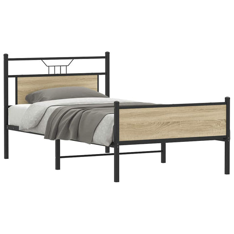 Bed Frame without Mattress Sonoma Oak 100x200 cm Engineered Wood 4106975