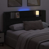 Storage Headboard with LED Black Oak Engineered Wood 3418680