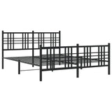 Metal Bed Frame without Mattress with Footboard Black 150x200cm 376344