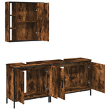 3 Piece Bathroom Cabinet Set Smoked Oak Engineered Wood 3214732