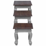 Nesting Table Set 3 Pieces Solid Mahogany Wood 244505