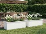 Garden Planter with LED 2 pcs White 30 x 100 x 30 cm Steel 8008115