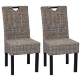 Dining Chair 2 pcs Kubu Rattan Mango Wood 243638