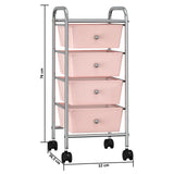 4-Drawer Mobile Storage Trolley Pink Plastic 320400