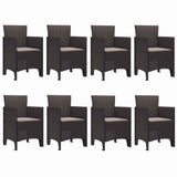 Garden Dining Set 9 pcs Brown Polypropylene 3378738