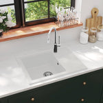 ZNTS Kitchen Sink with Overflow Hole Oval White Granite 147104