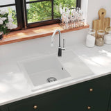 ZNTS Kitchen Sink with Overflow Hole Oval White Granite 147104