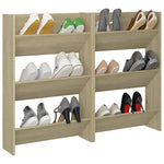 Wall Shoe Cabinets 2 pcs Sonoma Oak 60x18x90 cm Engineered Wood 806766