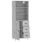 Highboard Concrete Grey 69.5x34x180 cm Engineered Wood 3189993