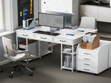 120cm Computer Desk with Power Outlets, Office Desk Study Table with 3 Fabric Drawers and 4 Storage T3398P343164