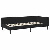 Corner Bed Frame with Headboard Black 90 cm x 190 cm Velvet 42016149