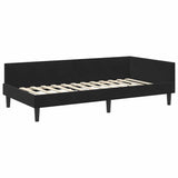 Corner Bed Frame Black 100 x 200 cm Velvet and Engineered wood 42016169