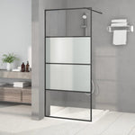 Walk-in Shower Wall Black 90x195 cm Half Frosted ESG Glass 152126