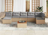 Garden Sofa Set with Cushion 8 pcs Beige Poly Rattan 3347735