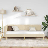 Corner Bed Frame with Headboard Cream 80 x 200 cm Fabric 42016559