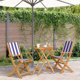 3 Piece Bistro Set Blue and White Fabric and Solid Wood 3281801