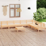 9 Piece Garden Lounge Set Solid Wood Pine 3083109