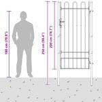 Fence Gate Grey 100 x 200 cm Powder coated steel 42008871