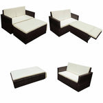 2 Piece Garden Lounge Set with Cushions Poly Rattan Brown 42833