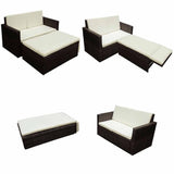 2 Piece Garden Lounge Set with Cushions Poly Rattan Brown 42833