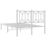 Metal Bed Frame without Mattress with Headboard White 120x200cm 376175