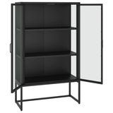 Highboard Black 80x35x135 cm Steel and Tempered Glass 335883