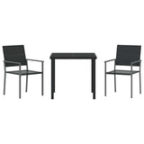 Garden Dining Set 3 pcs Black PE Rattan 3379079