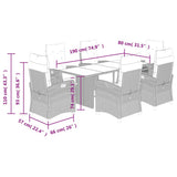 7 Piece Garden Dining Set with Cushions Grey Poly Rattan 3212932