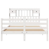 Bookcase Bed without Mattress White 150x200 cm King Size Solid Wood Pine 3321941