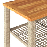Garden Table Beige 70x38x42 cm Poly Rattan Acacia Wood 366272