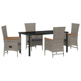 Garden Dining Set with Cushion 5 pcs Grey Poly Rattan 3379446