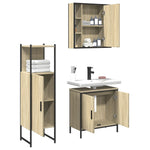 ZNTS 3 Piece Bathroom Cabinet Set Sonoma Oak Engineered Wood 3214761