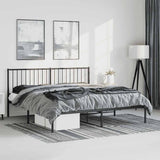 Metal Bed Frame without Mattress with Headboard Black 183x213cm 350869