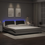 Bed Frame with LED without Mattress "Zadar" White and Black 200x200 cm 3214137