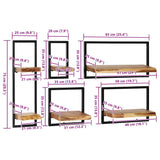 Wall Shelf Set 5 Pieces Solid Acacia Wood and Steel 246014