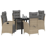 Garden Dining Set with Cushion 5 pcs Beige Poly Rattan 3380562