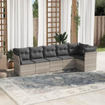 ZNTS 6 Piece Garden Sofa Set with Cushions Light Grey Poly Rattan 3217662