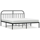 Metal Bed Frame without Mattress with Headboard Black 160x200cm 353638