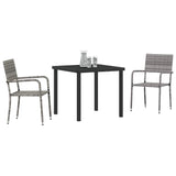 Garden Dining Set with Cushion 3 pcs Grey Poly Rattan 3380043