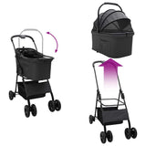 Folding Pet Stroller Adjustable Black 81 x 47 x 99 cm Polyester 42012435