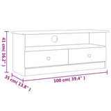 TV Cabinet with Drawers ALTA White 100x35x41 cm Solid Wood Pine 353934