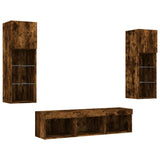 5 Piece TV Wall Units with LED Smoked Oak Engineered Wood 3216601