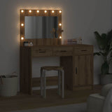 Dressing Table with Mirror Lights 2 pcs Brown Engineered wood 3334235