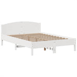 ZNTS Bookcase Bed without Mattress White 150x200 cm King Size Solid Wood Pine 3323141