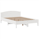 ZNTS Bookcase Bed without Mattress White 150x200 cm King Size Solid Wood Pine 3323141