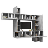 ZNTS 10 Piece TV Cabinet Set Concrete Grey Engineered Wood 3079157