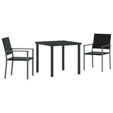 Garden Dining Set 3 pcs Black PE Rattan 3379079