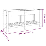 Garden Raised Bed with Shelf Grey 150x50x75 cm WPC 362571